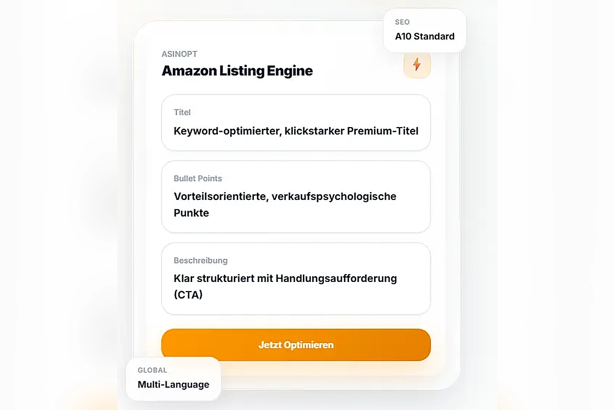 Asinopt: Amazon Listing Engine mit Titel, Bullet Points und Beschreibung